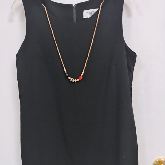 Studio I Petite Black Sleeveless Shift Dress 12P - Picture 2 of 7